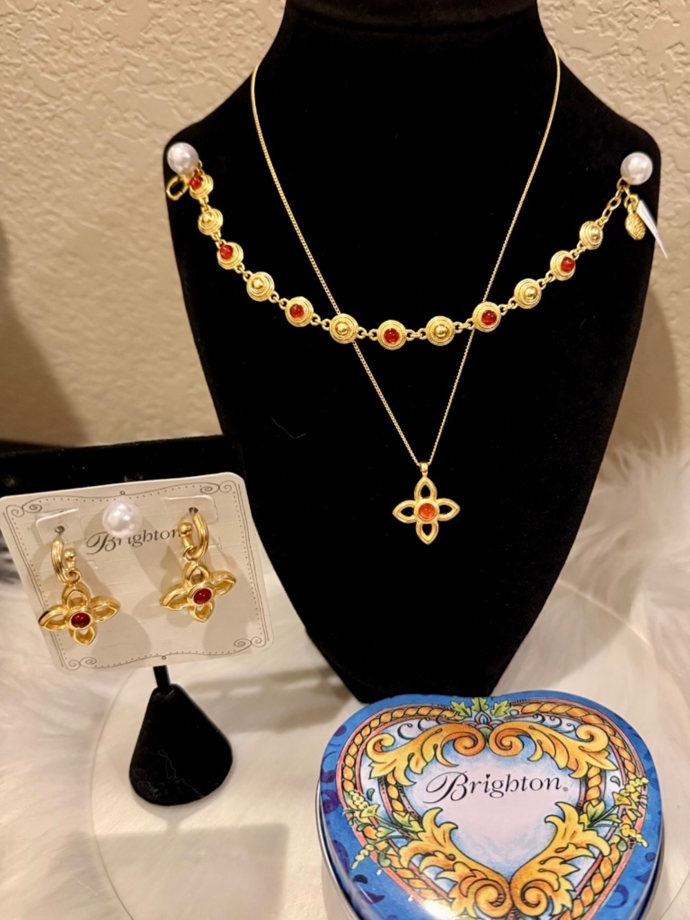 NWT Brighton Ferrara Venetian Gems Gold Necklace Bracelet & Earring Set $254